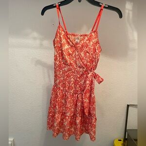 Orange-Red & Cream Women’s XS Floral Mini Dress